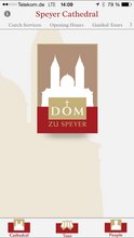 Smartphone mit Startbildschirm der Dom-App Smartphone mit Startbildschirm der Dom-App